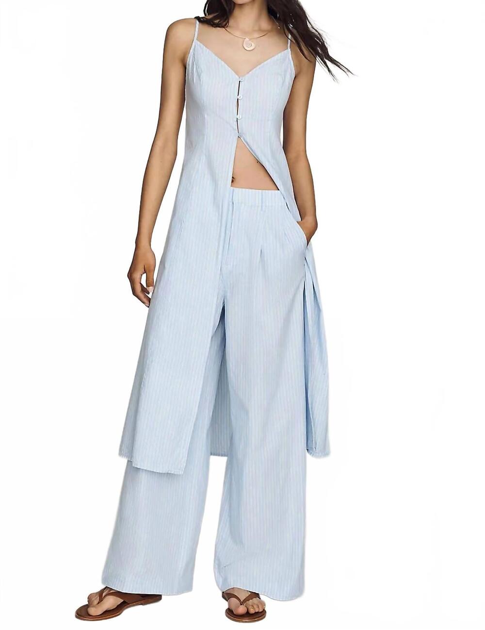 NEW ASTR rena tunic top in blue pinstripe